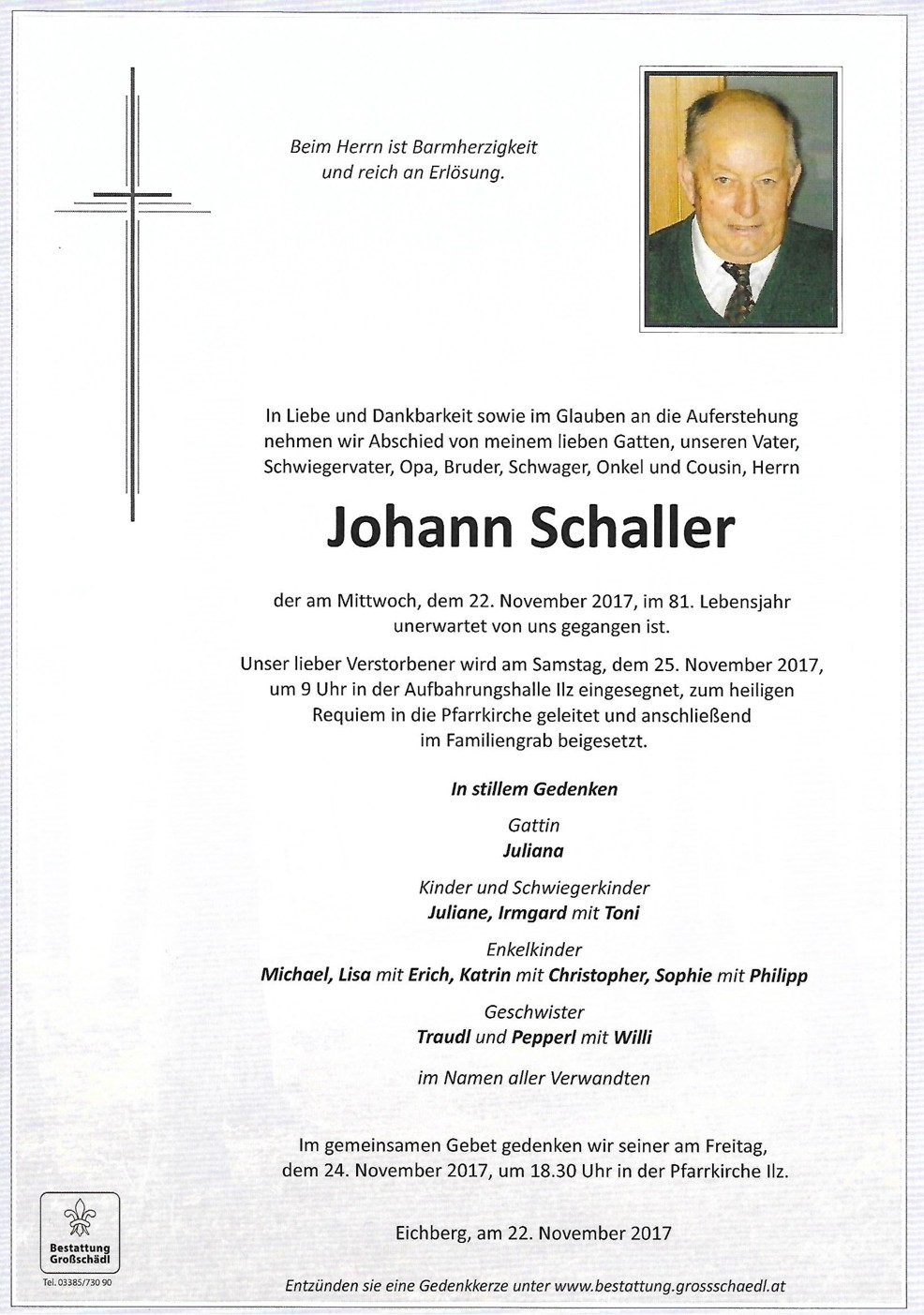 Johann Schaller | Bestattung Großschädl